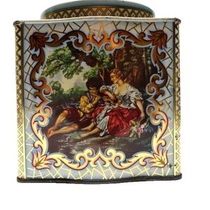 Vintage Courting Couple Tin Container Designed by Daher Made In England EUC 1980